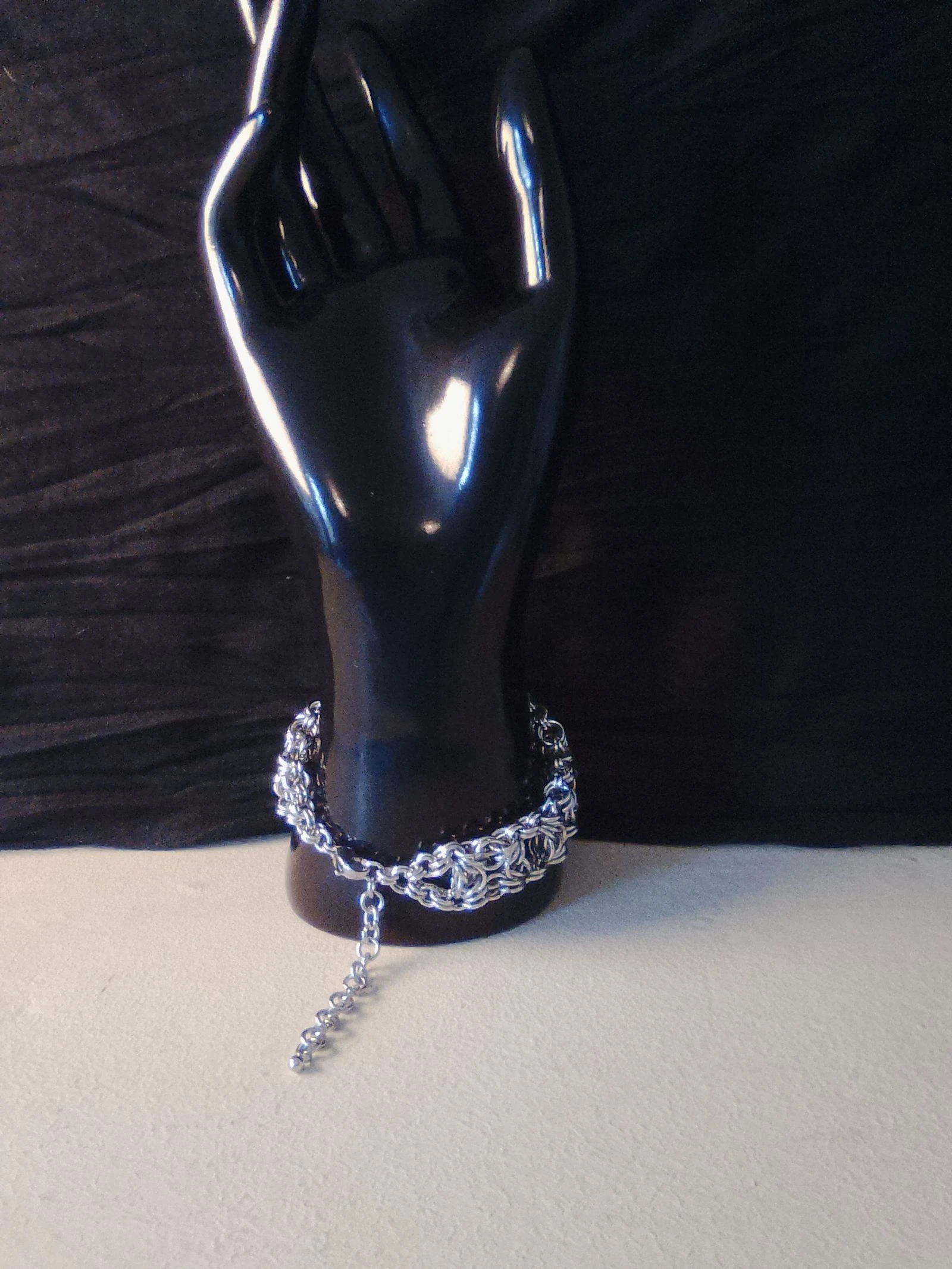 Unisex Byzantine Chainmail Cuff Bracelet "diamond" – photo 2